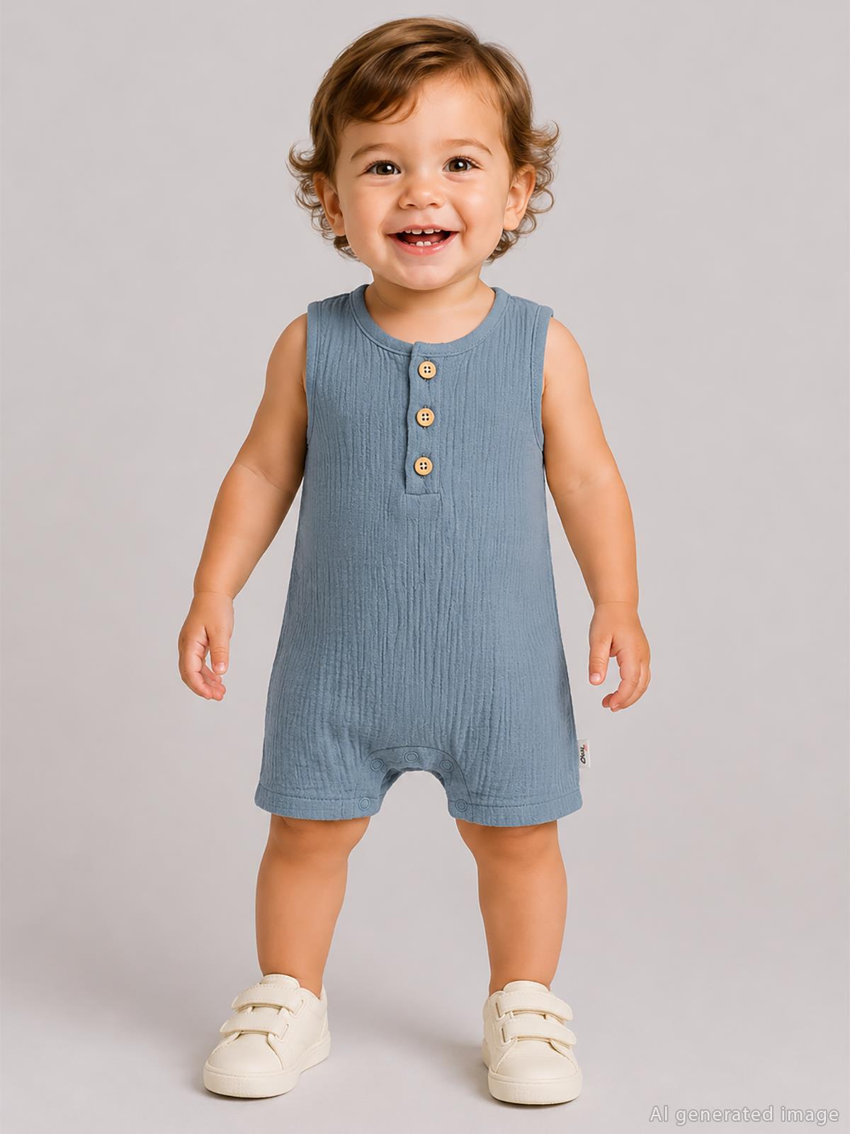 Civil Baby Likralı Müslin 6-18 Ay Tulum - Mavi