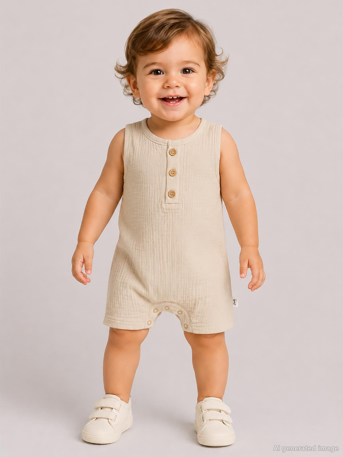 Civil Baby Likralı Müslin 6-18 Ay Tulum - Kahverengi