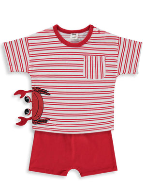 Civil Baby Çizgili 6-18 Ay Takım - Kırmızı
