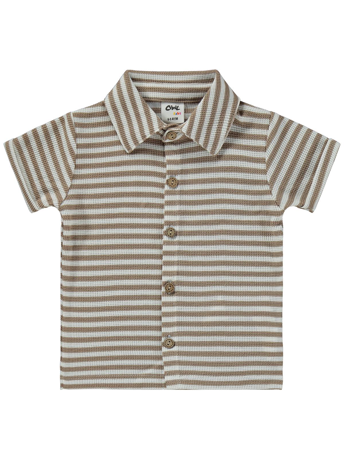 Civil Baby Çizgili 6-18 Ay Takım - Kahverengi
