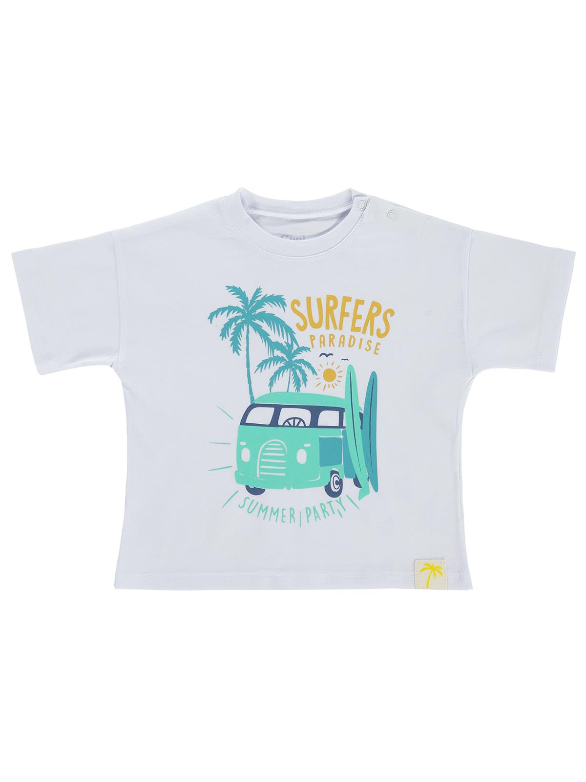 Civil Baby Surfers Paradise Baskılı 6-18 Ay Tişört - Beyaz