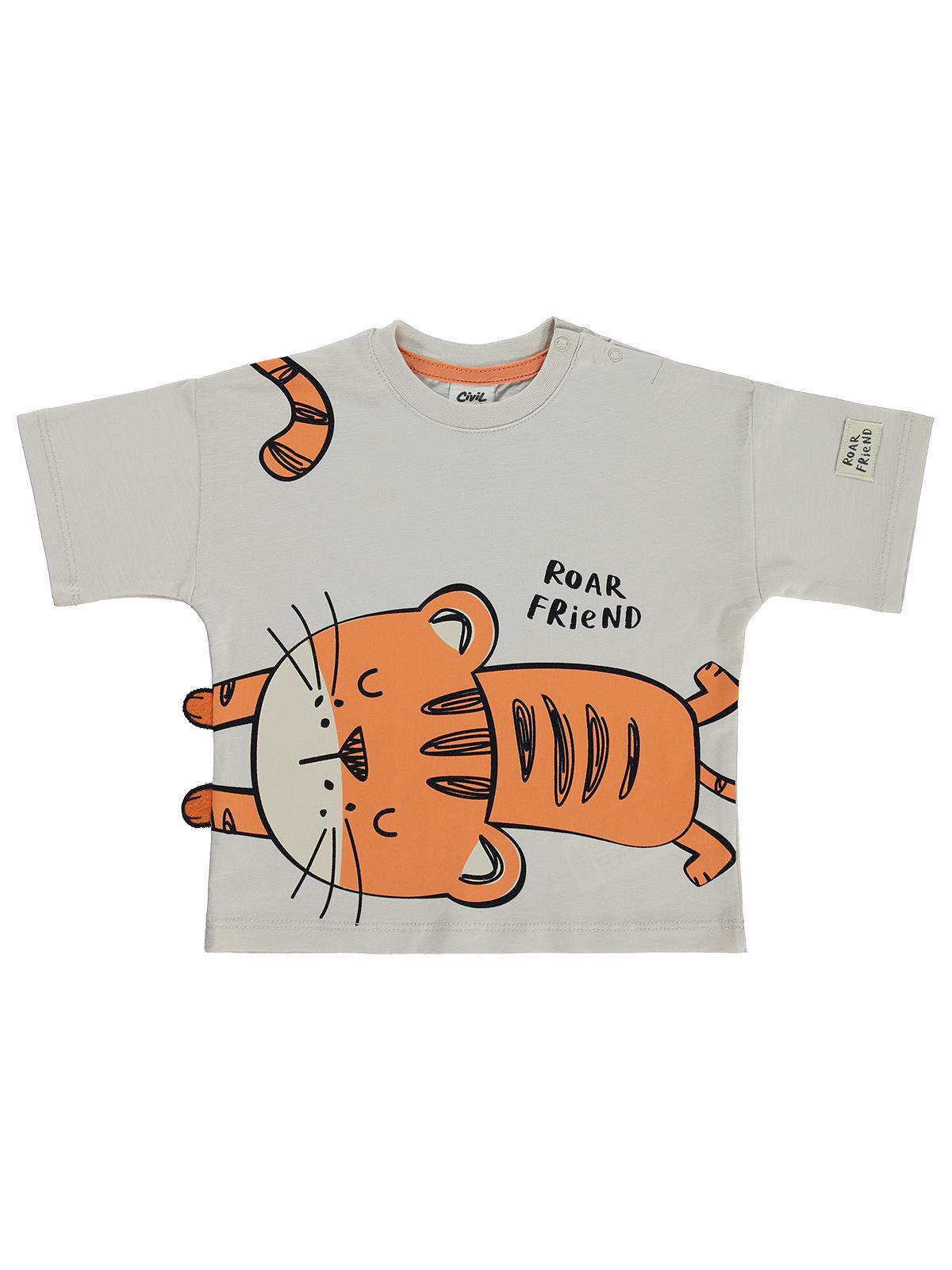 Civil Baby Kaplan Baskılı 6-18 Ay Tişört - Bej