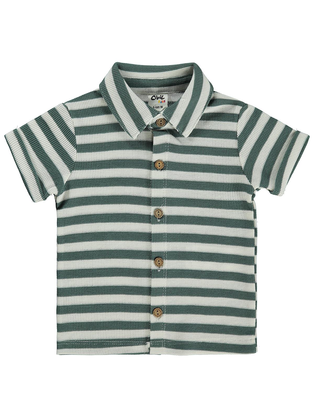 Civil Baby Çizgili 6-18 Ay Gömlek - Yeşil