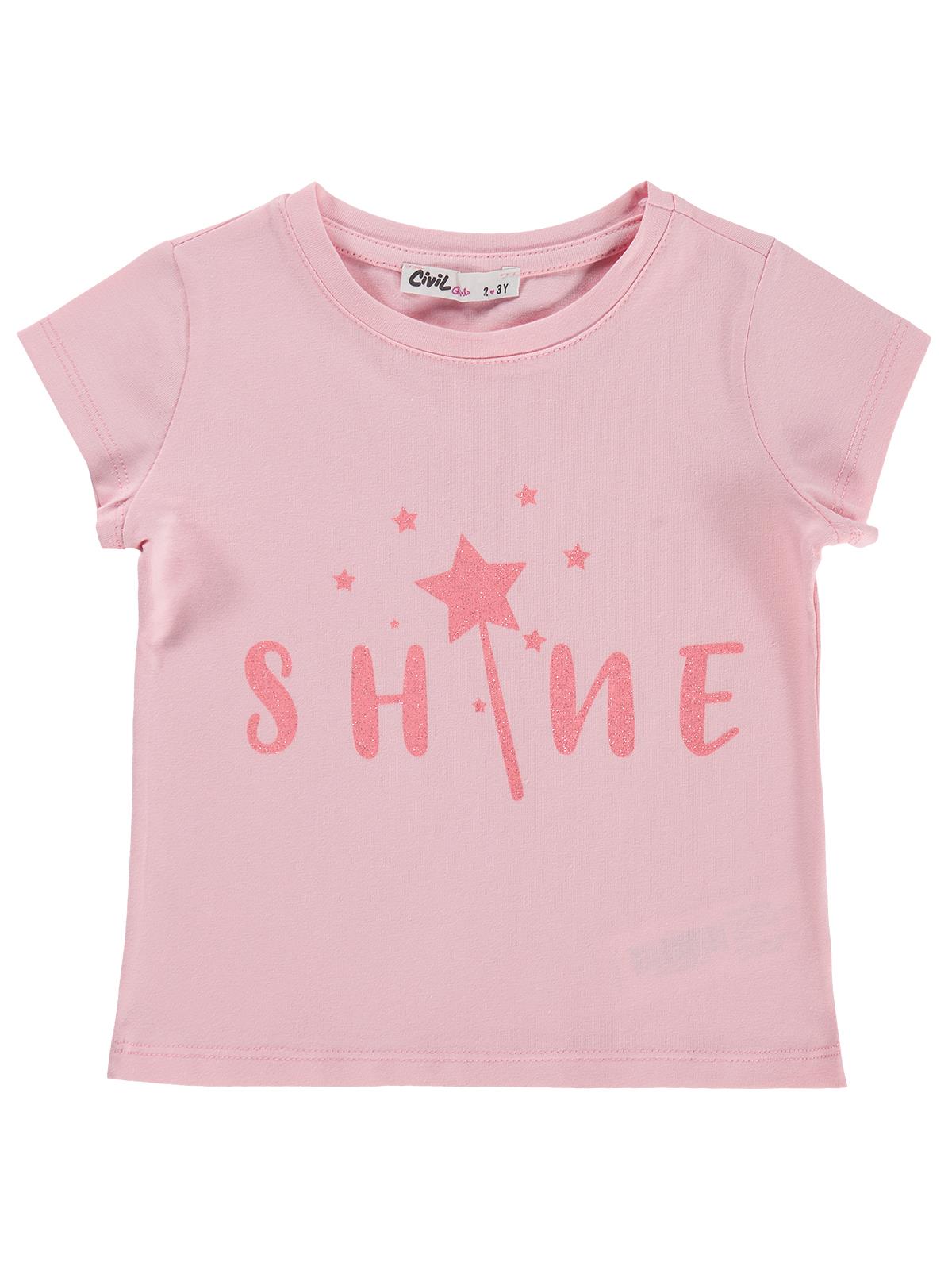 Civil Girls Shine Baskılı 2-5 Yaş Tişört  - Pembe