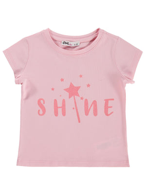 Civil Girls Shine Baskılı 2-5 Yaş Tişört  - Pembe