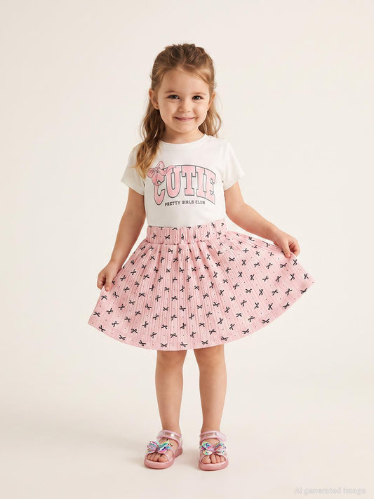 Civil Girls Fiyonk Desenli 2-5 Yaş Etek - Pembe