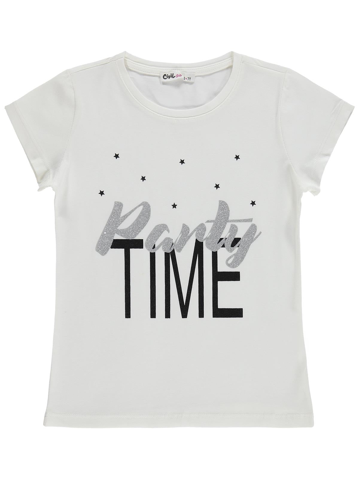 Civil Girls Party Time Baskılı 6-9 Yaş Tişört  - Pembe