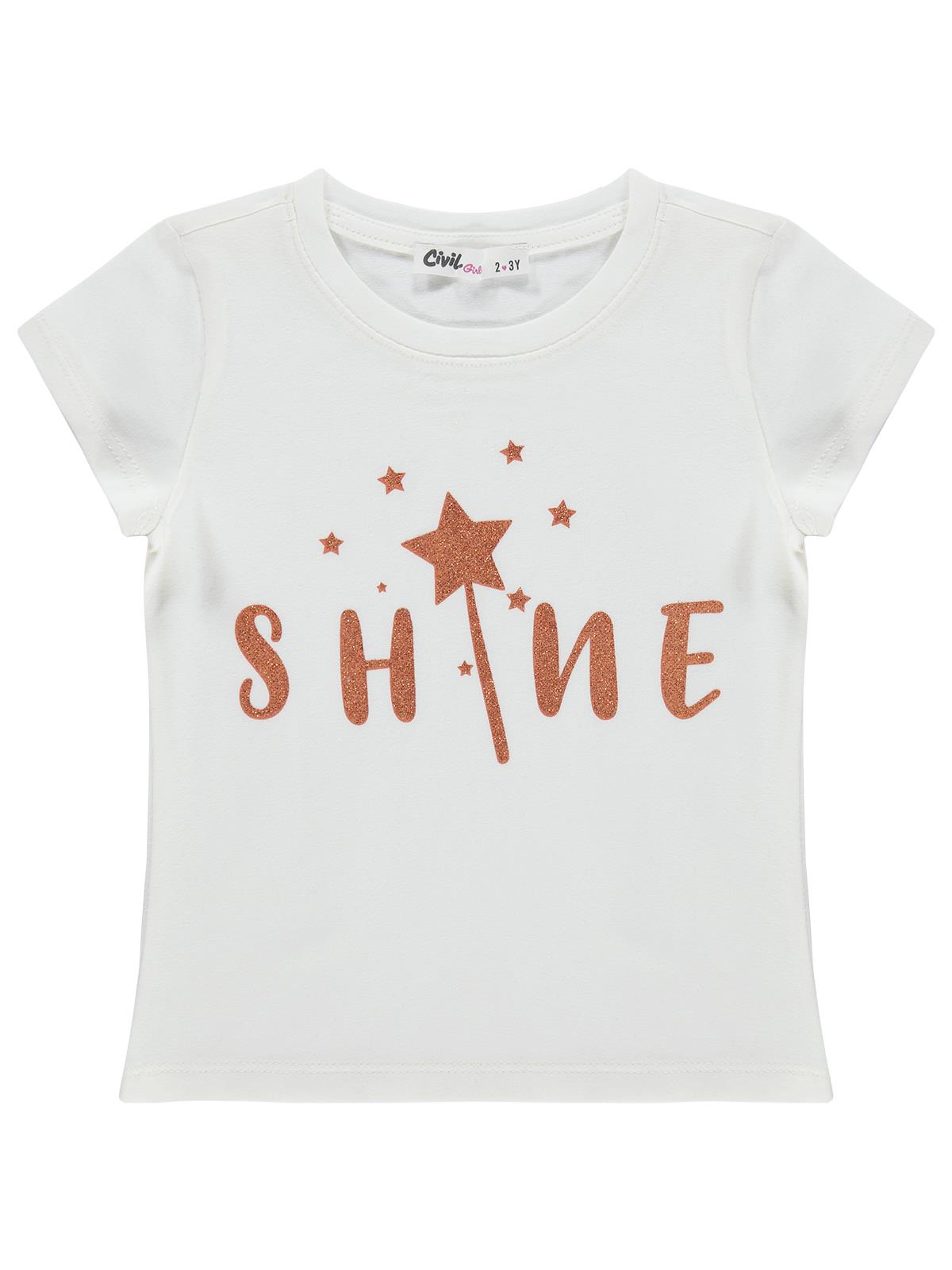 Civil Girls Shine Baskılı 2-5 Yaş Tişört  - Kırık Beyaz