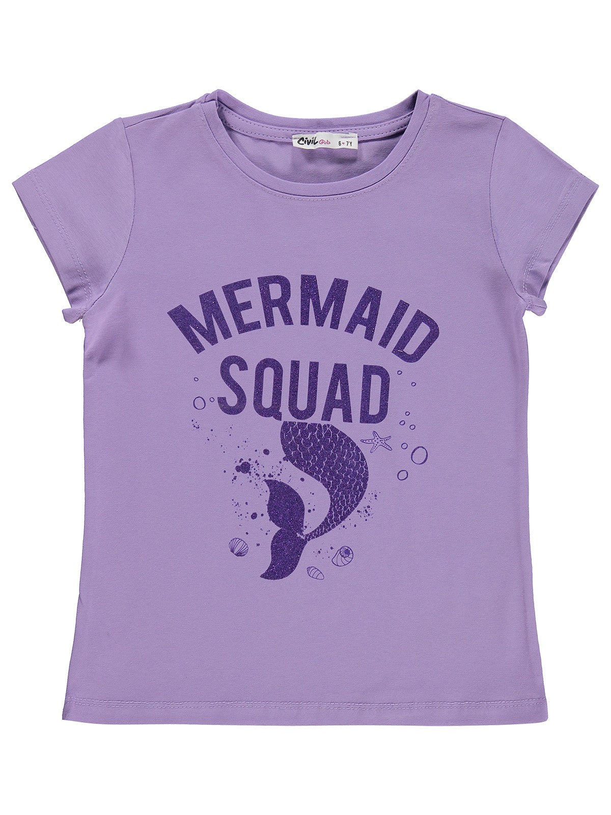 Civil Girls Mermaid Baskılı 6-9 Yaş Tişört  - Lila