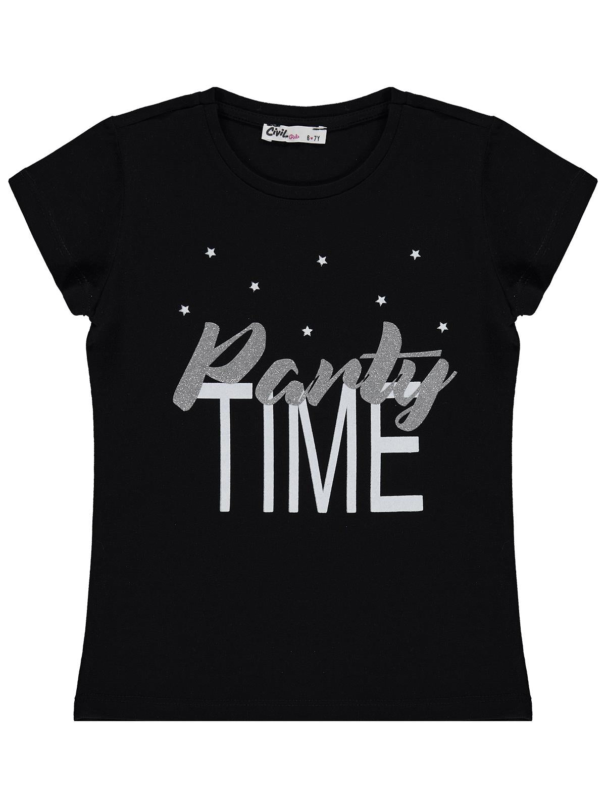 Civil Girls Party Time Baskılı 6-9 Yaş Tişört  - Pembe