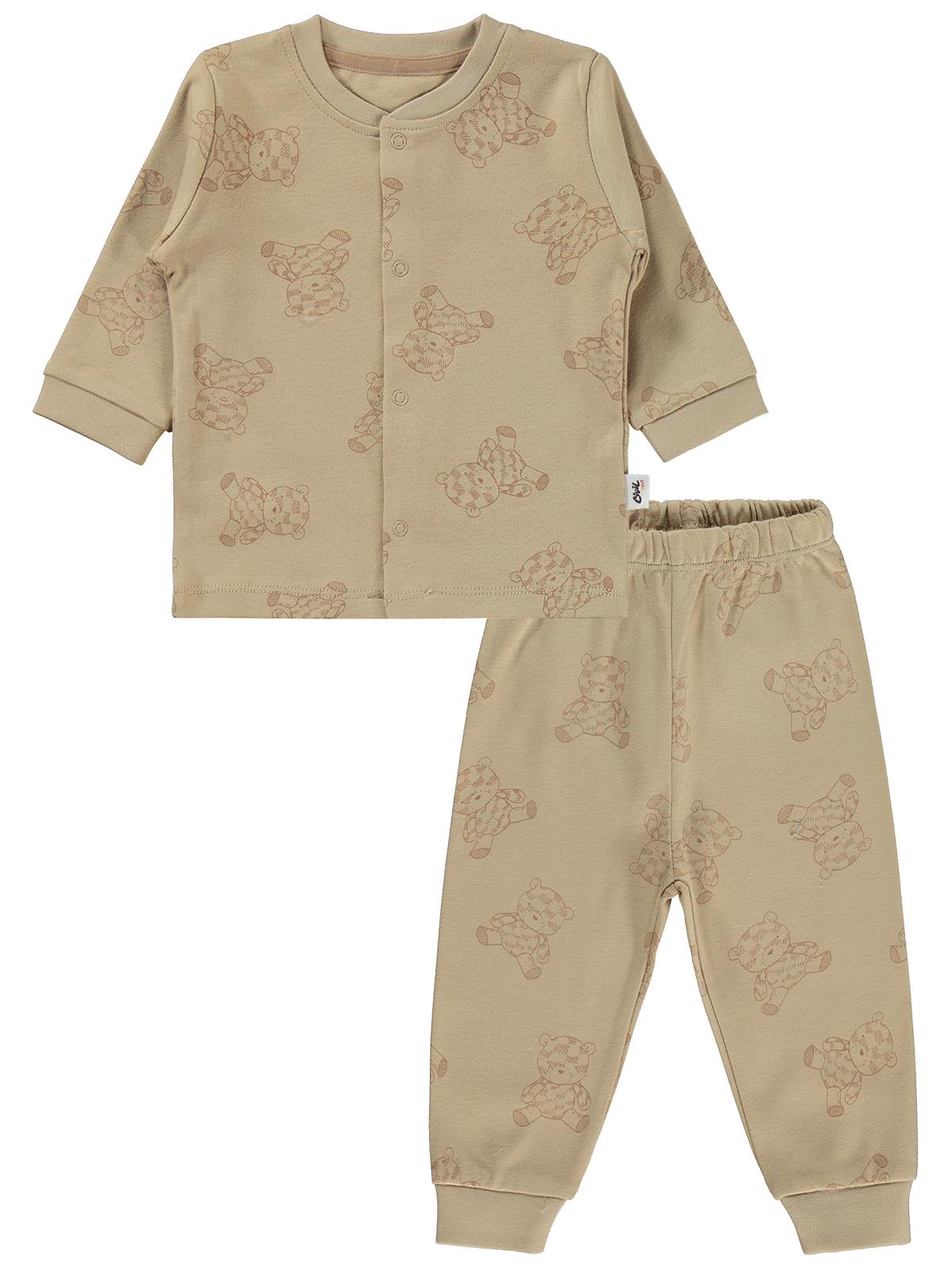 Civil Baby Ayıcık Baskılı 6-18 Ay Pijama Takımı - Kahve