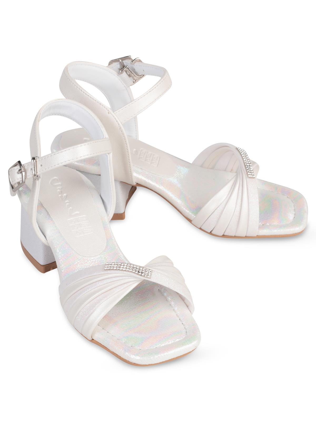 Civil Girls Çapraz Bantlı Taşlı 26-30 Numara Abiye Ayakkabı - Gri