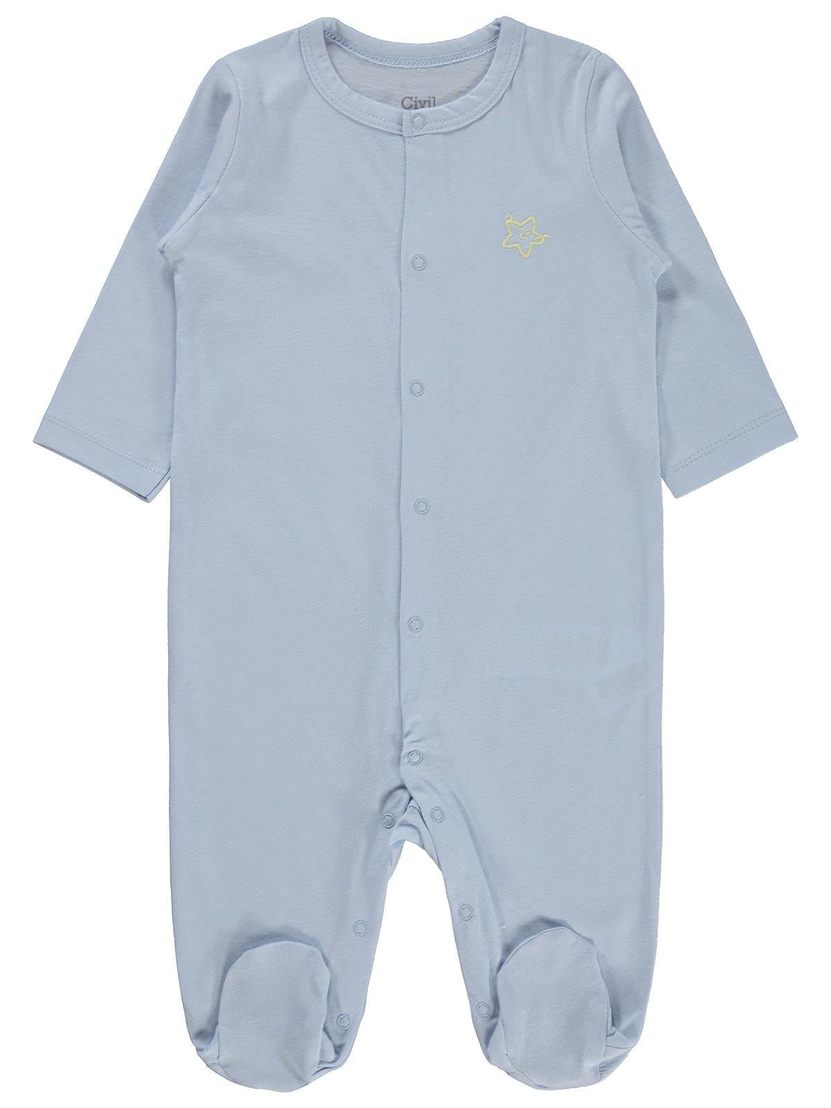 Civil Baby Yıldız Nakışlı 1-9 Ay Tulum - Mavi