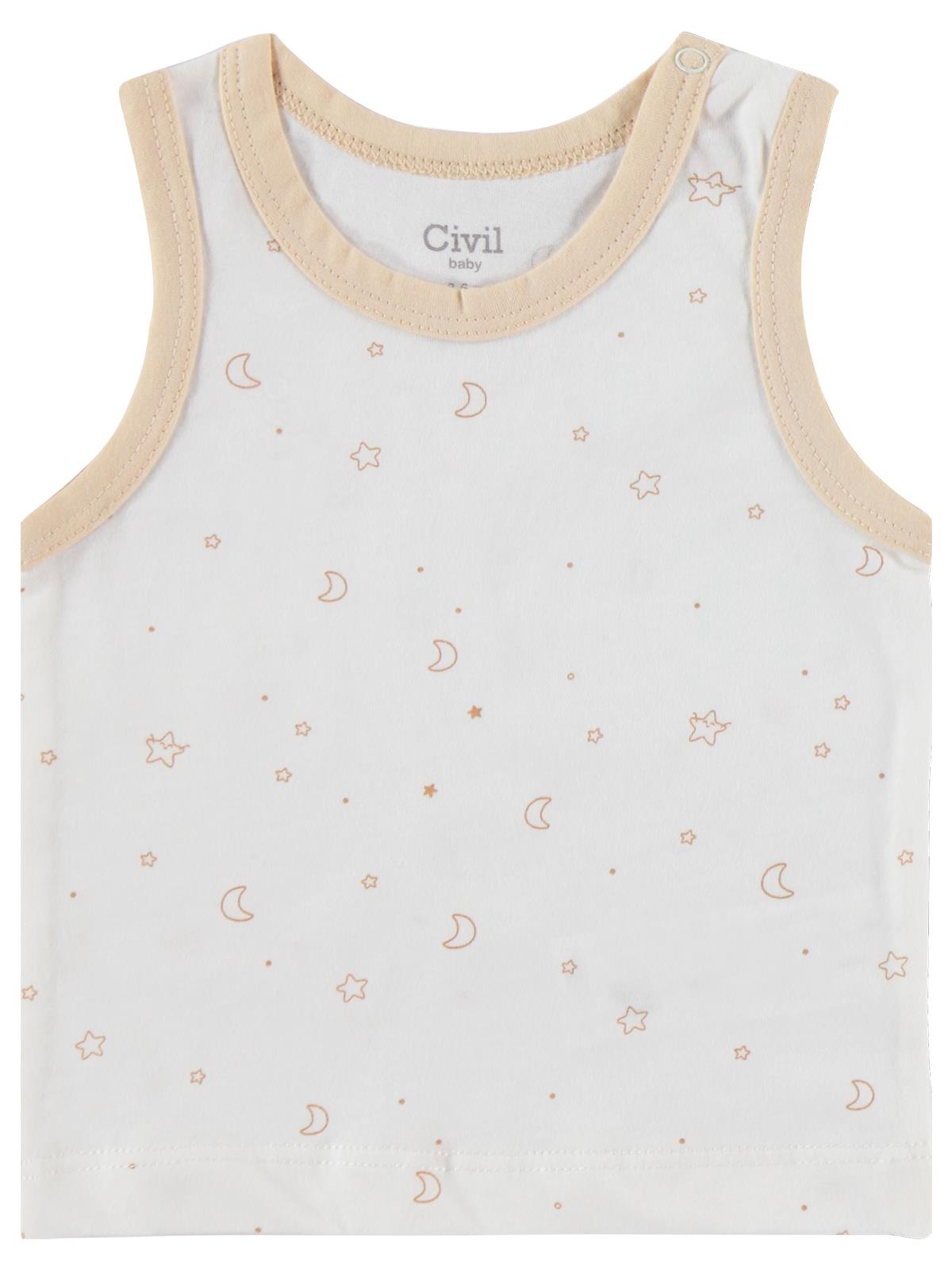 Civil Baby Yıldız ve Ay Empirmeli 3-12 Ay Takım - Ekru