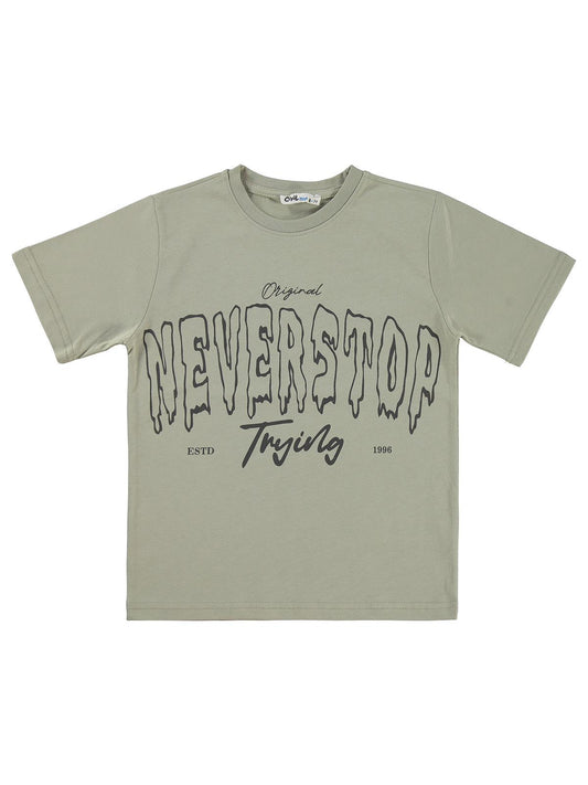 Civil Boys Never Stop Baskılı 6-9 Yaş Tişört - Gri