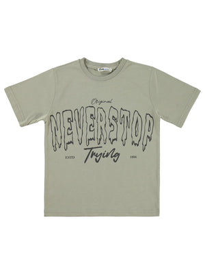 Civil Boys Never Stop Baskılı 6-9 Yaş Tişört - Gri