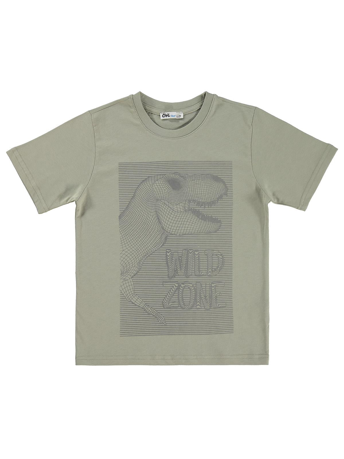 Civil Boys Wıld Zone Basklı 6-9 Yaş Tişört - Gri