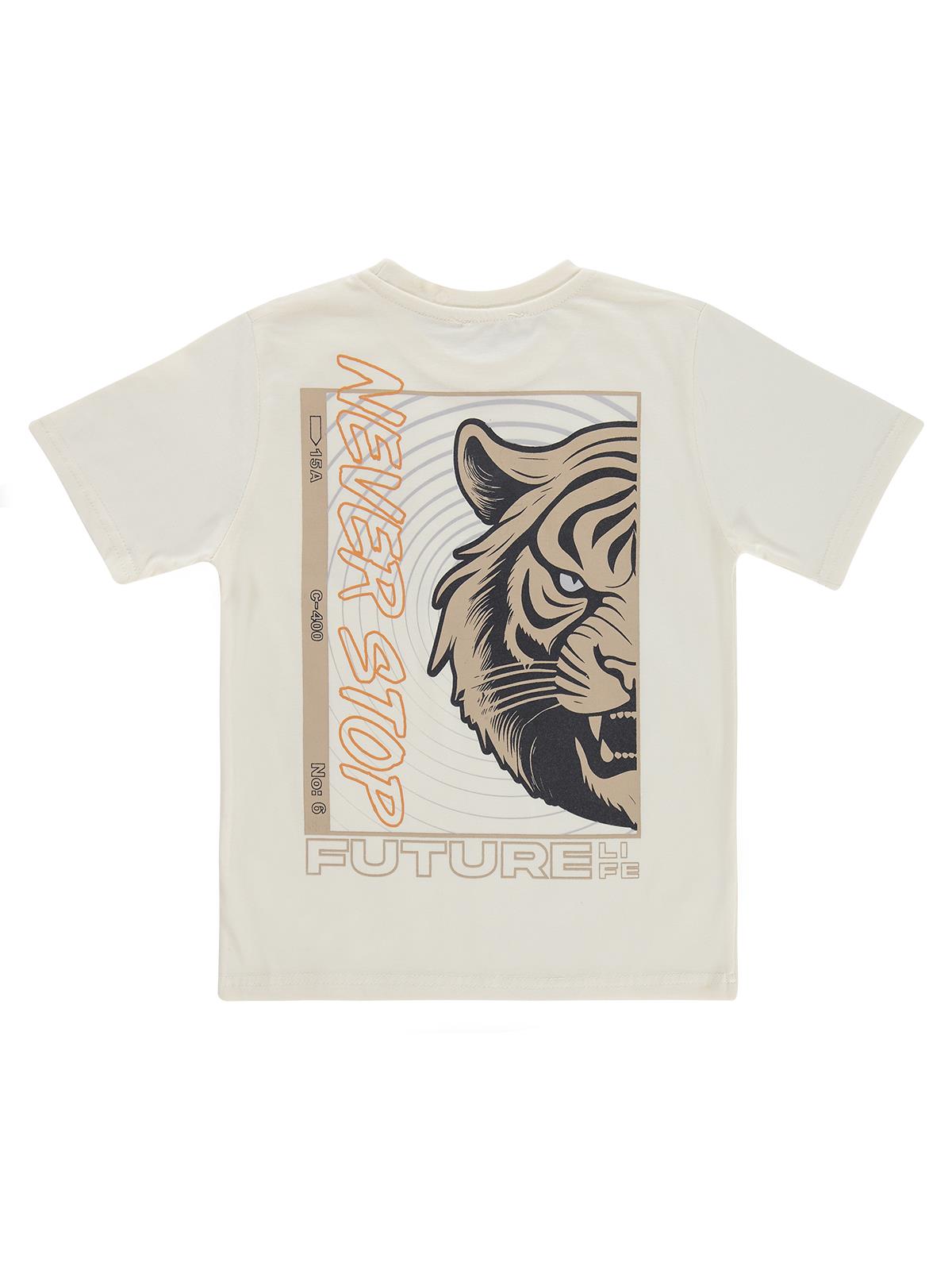 Civil Boys FUTURE ASLAN Baskılı 10-13 Yaş Tişört - Ekru