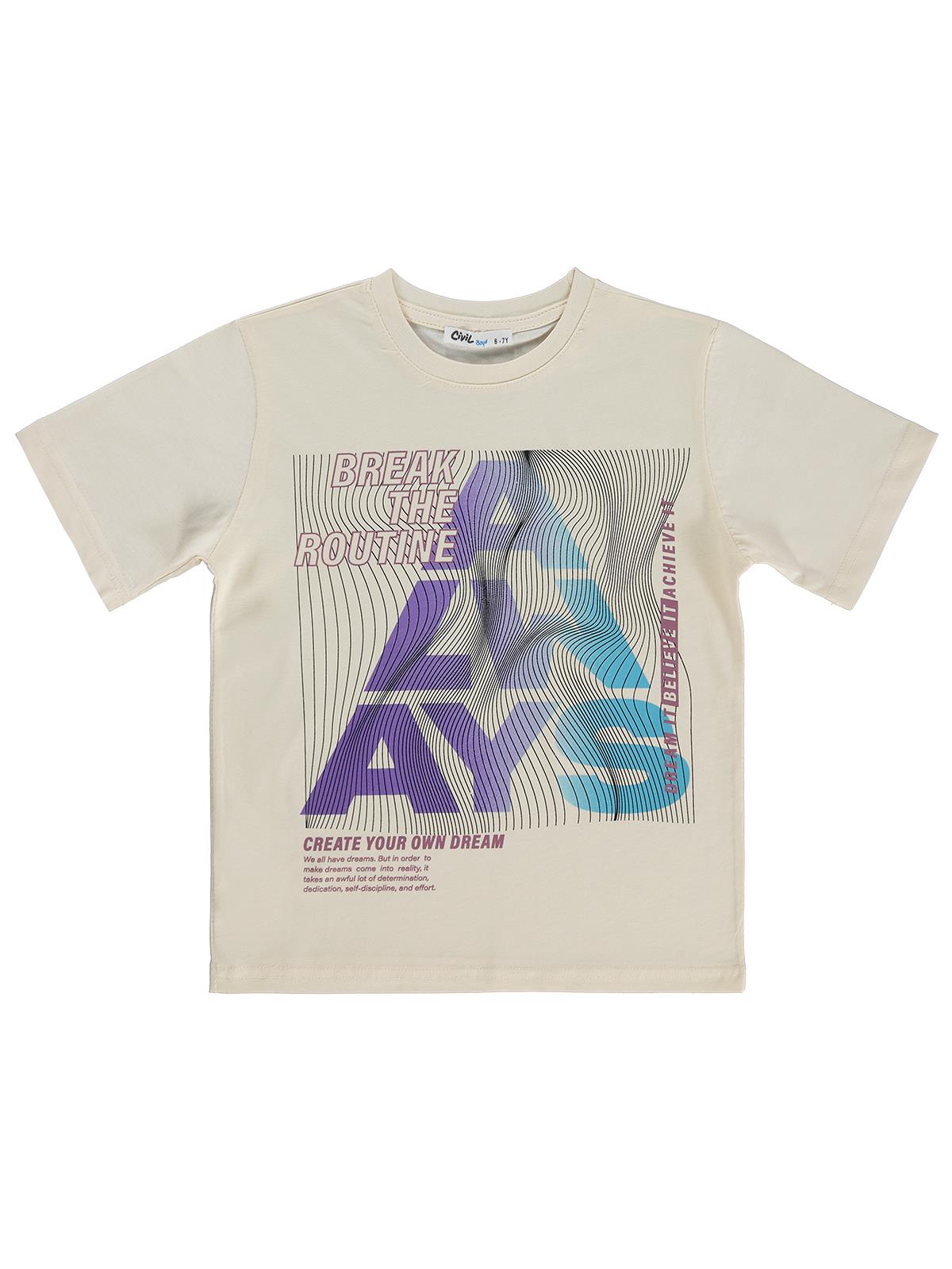 Civil Boys Always Baskılı 10-13 Yaş Tişört - Ekru