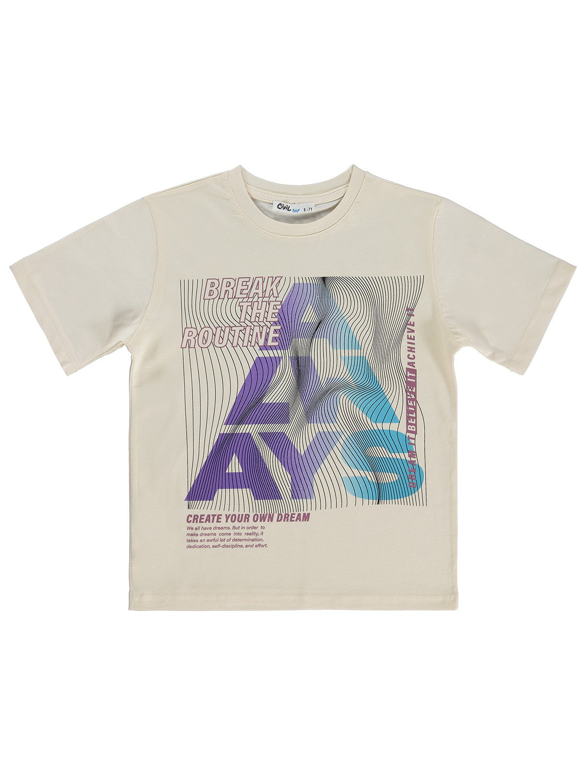 Civil Boys Always Baskılı 6-9 Yaş Tişört - Ekru