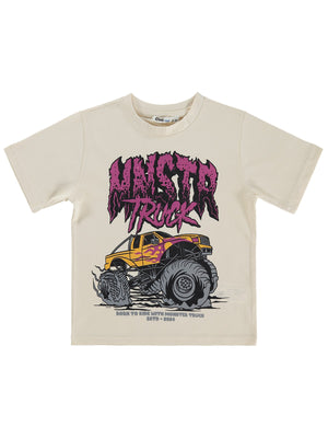 Civil Boys Mnstr Truck Baskılı 2-5 Yaş Tişört - Ekru