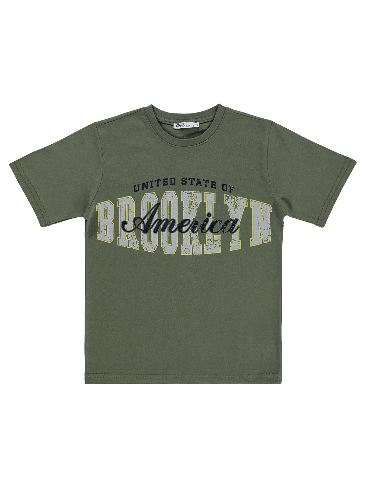 Civil Boys Brooklyn Baskılı 6-9 Yaş Tişört - Haki