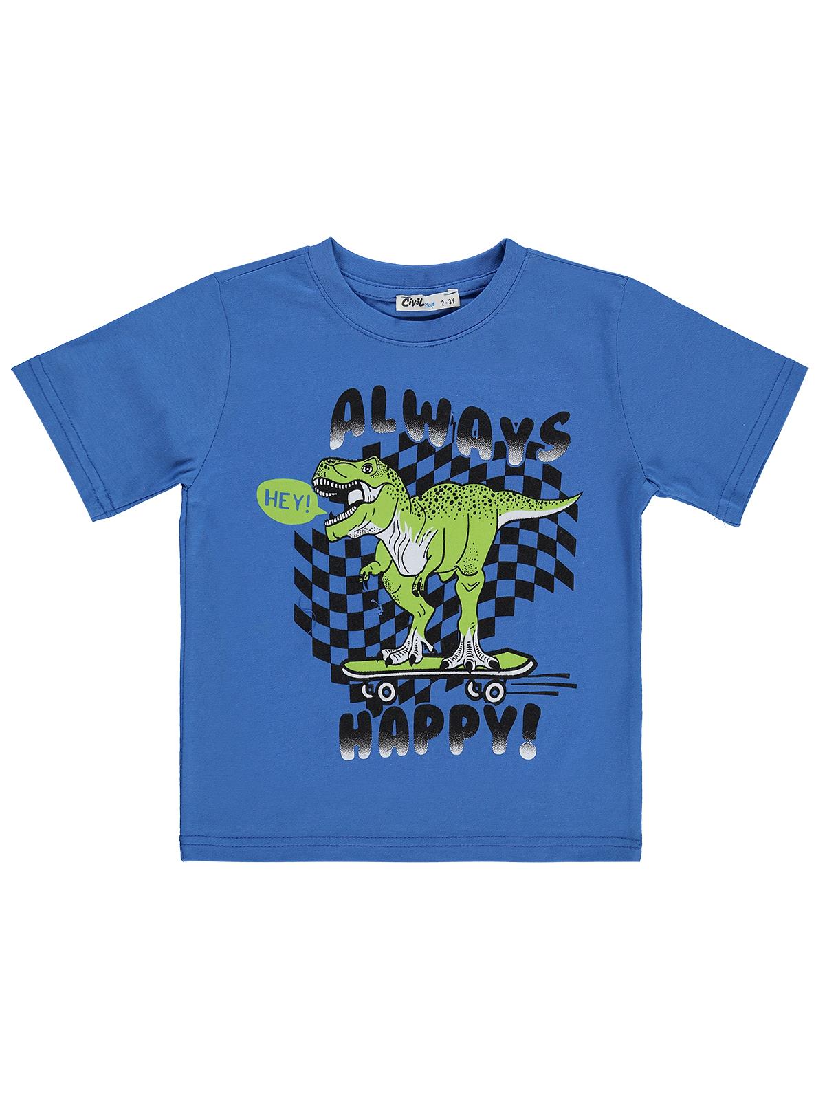 Civil Boys Always Dinazor Basklı 2-5 Yaş Tişört - Mavi