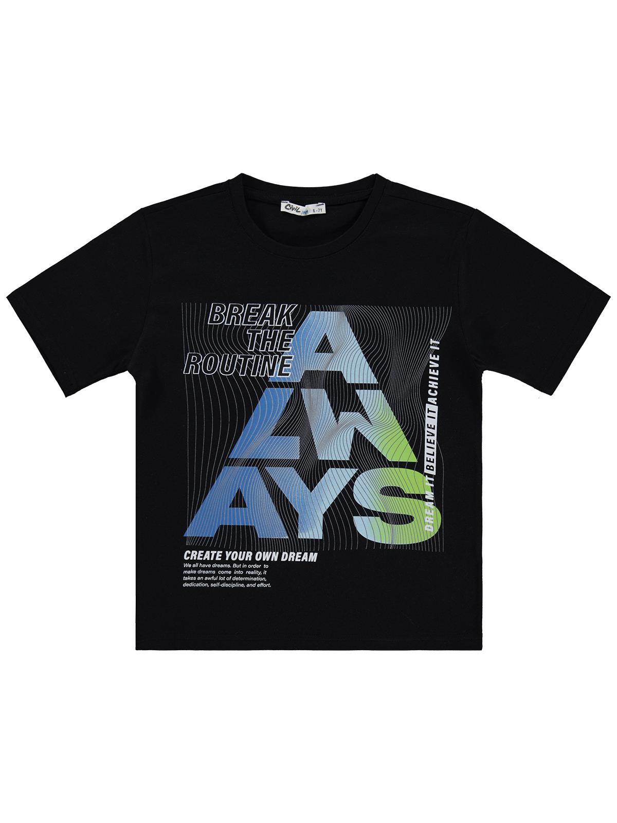 Civil Boys Always Baskılı 10-13 Yaş Tişört - Siyah