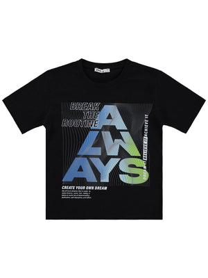 Civil Boys Always Baskılı 10-13 Yaş Tişört - Siyah