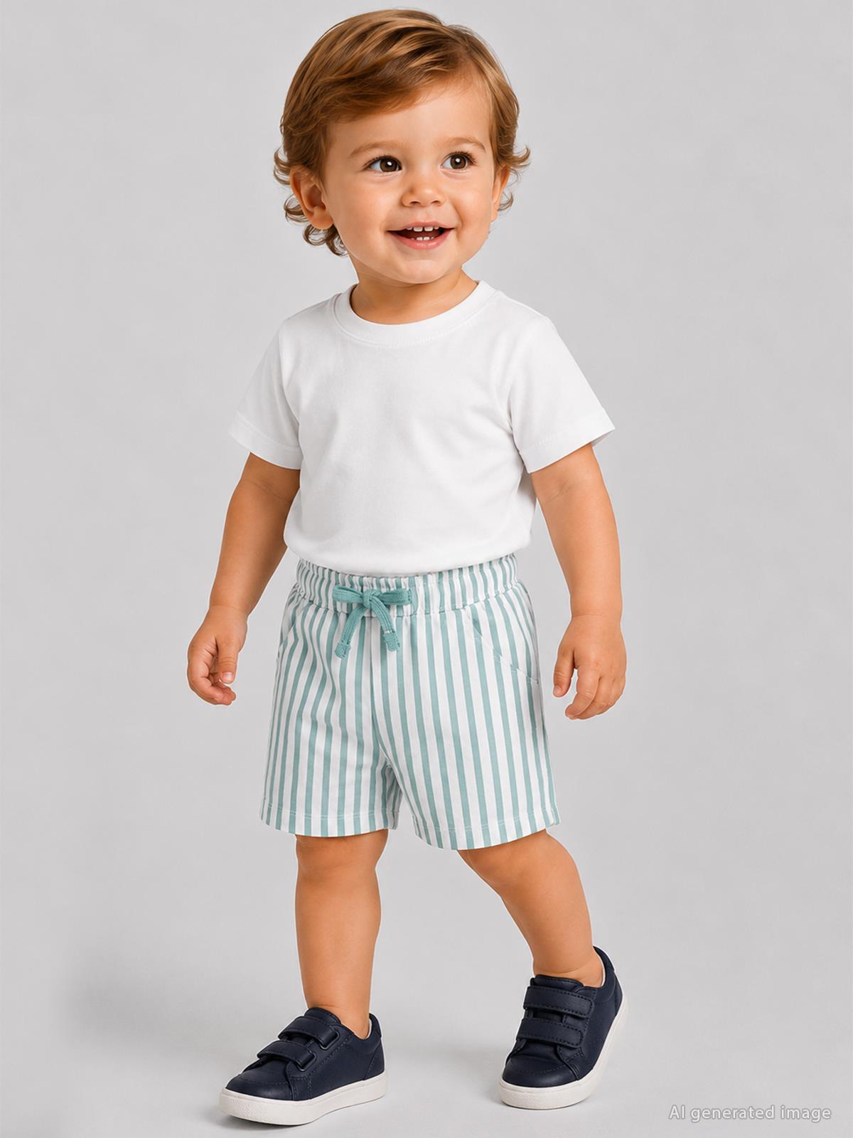 Civil Baby Çizgili 6-18 Ay Şort - Yeşil