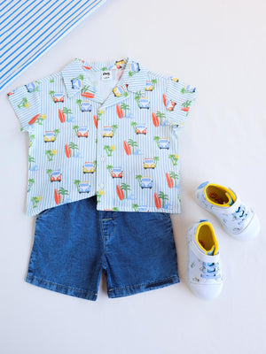 Civil Baby Erkek Bebek Araba Empirme 6-18 Ay Takım - Mavi