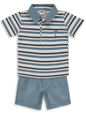 Civil Baby Palmiye Nakışlı 6-18 Ay Takım - Mavi