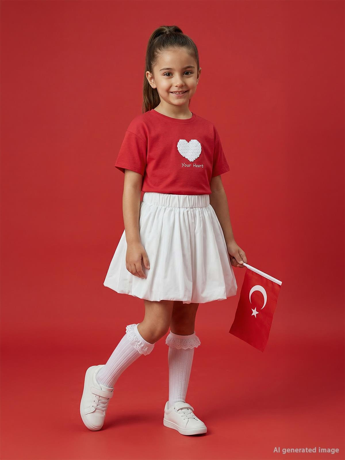 Civil Girls Balon 4-9 Yaş Etek - Kırık Beyaz