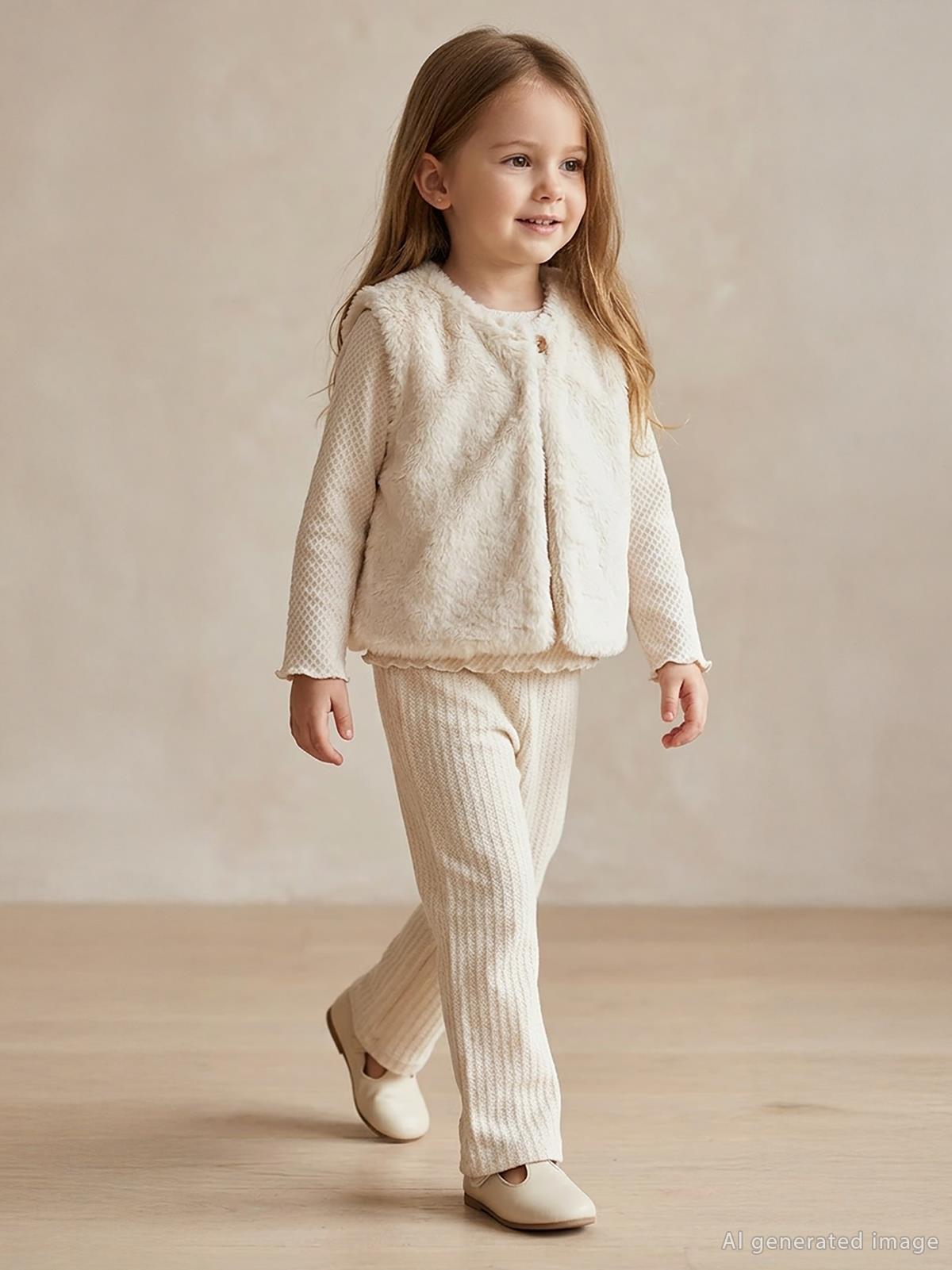 Civil Girls Yelekli 2-5 Yaş Takım - Bej