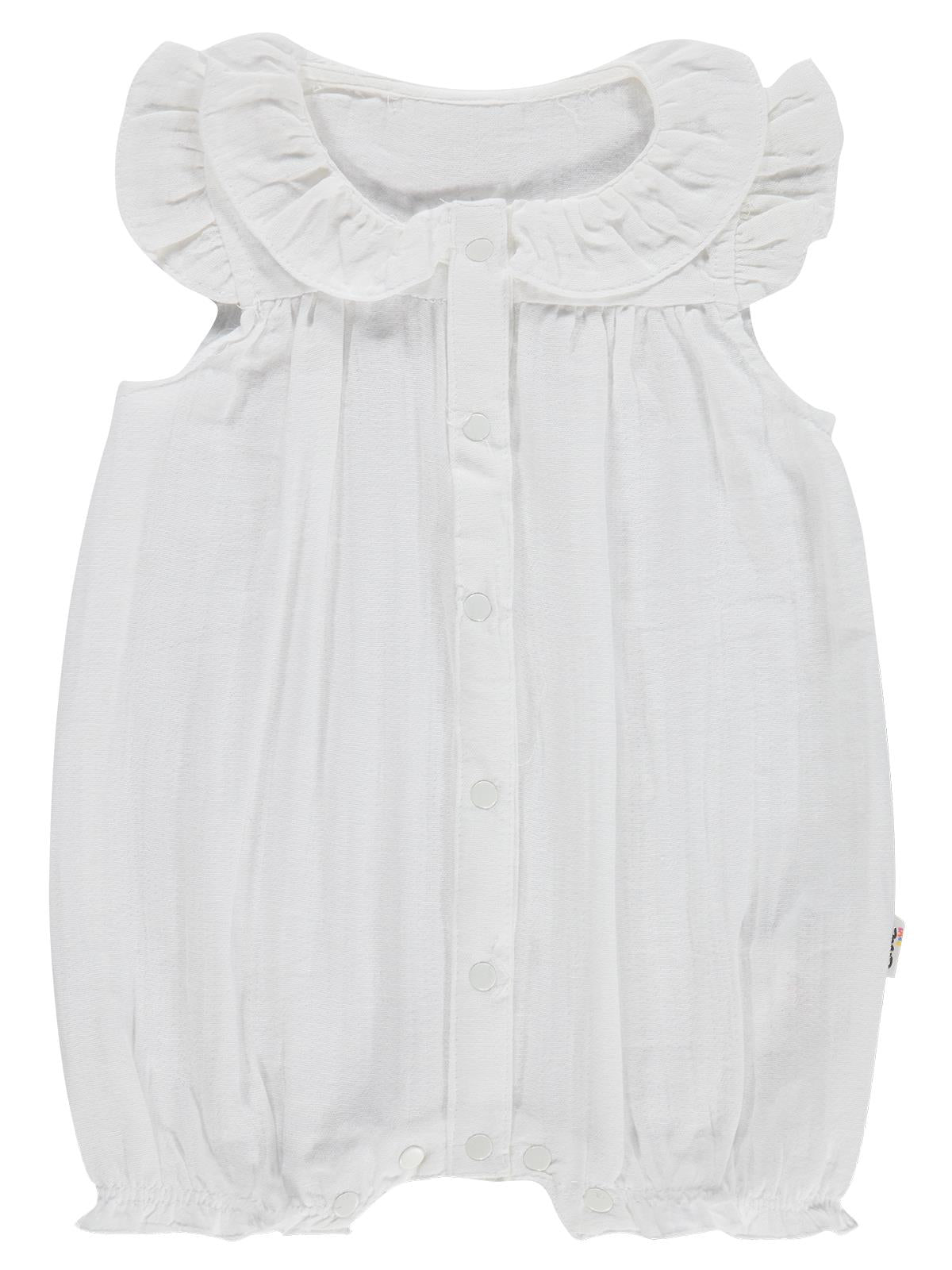 Civil Baby Kol Ve Yaka Fırfırlı 6-18 Ay Tulum - Beyaz
