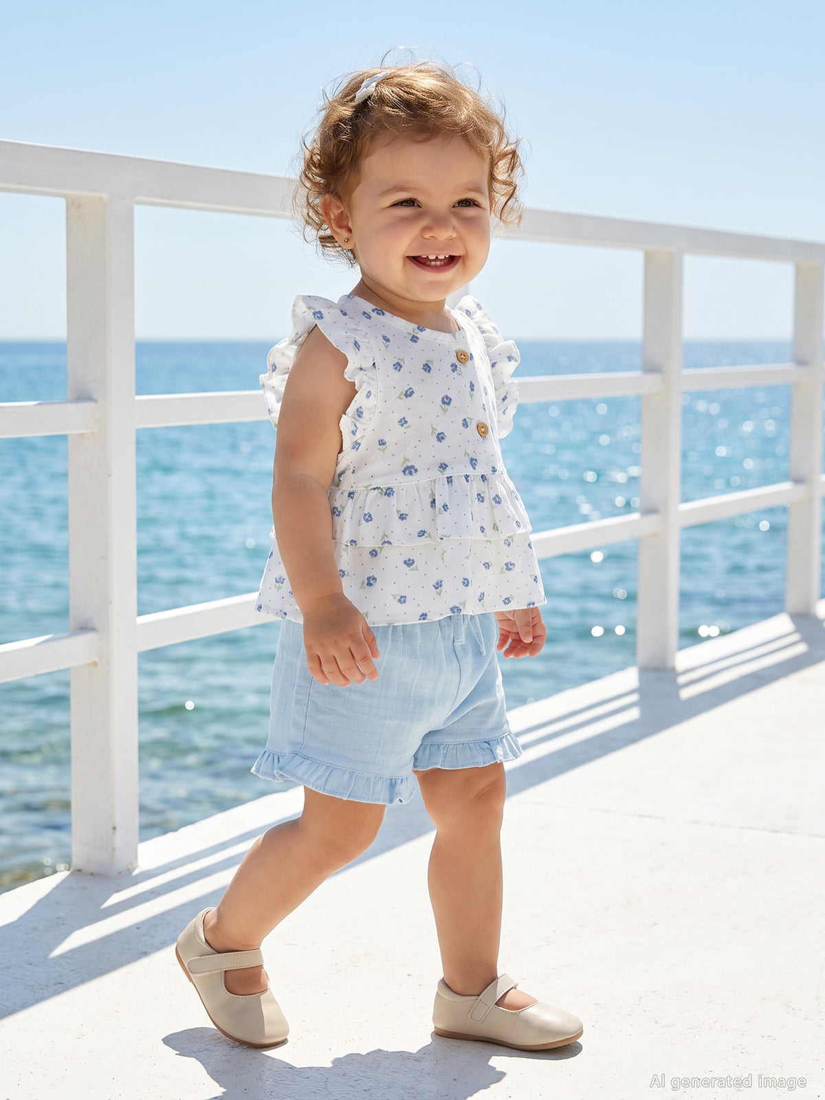 Civil Baby Çiçek Empirme 6-18 Ay Takım - Beyaz