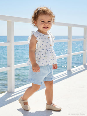 Civil Baby Çiçek Empirme 6-18 Ay Takım - Beyaz