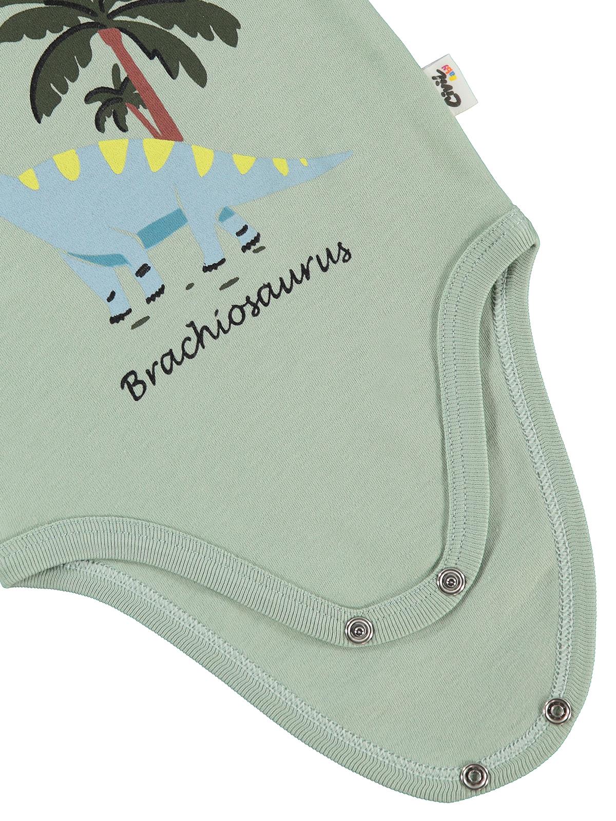 Civil Baby Tiranozor Baskılı 3-36 Ay Çıtçıtlı Badi - Haki
