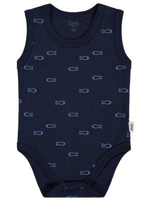 Civil Baby Balık Empirme 3-36 Ay Çıtçıtlı Badi - Lacivert