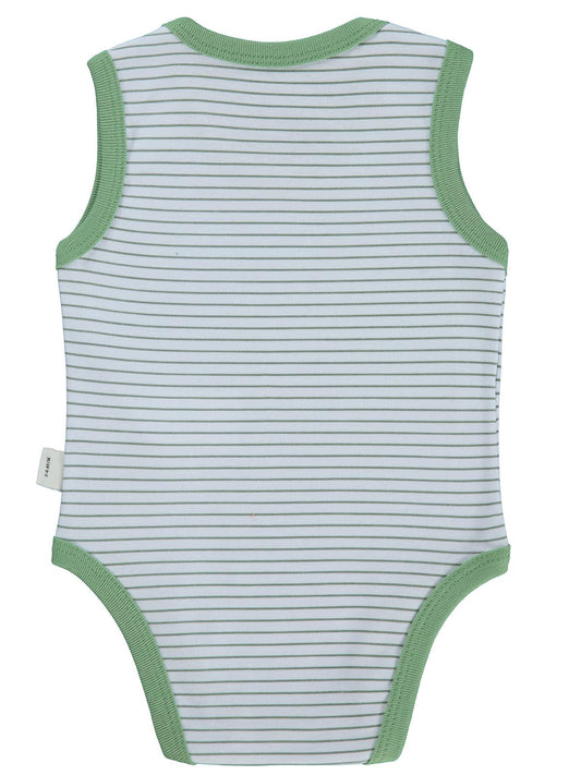 Civil Baby Çizgili 3-36 Ay Çıtçıtlı Badi - Haki