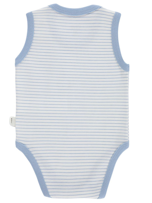 Civil Baby Çizgili 3-36 Ay Çıtçıtlı Badi - Mavi