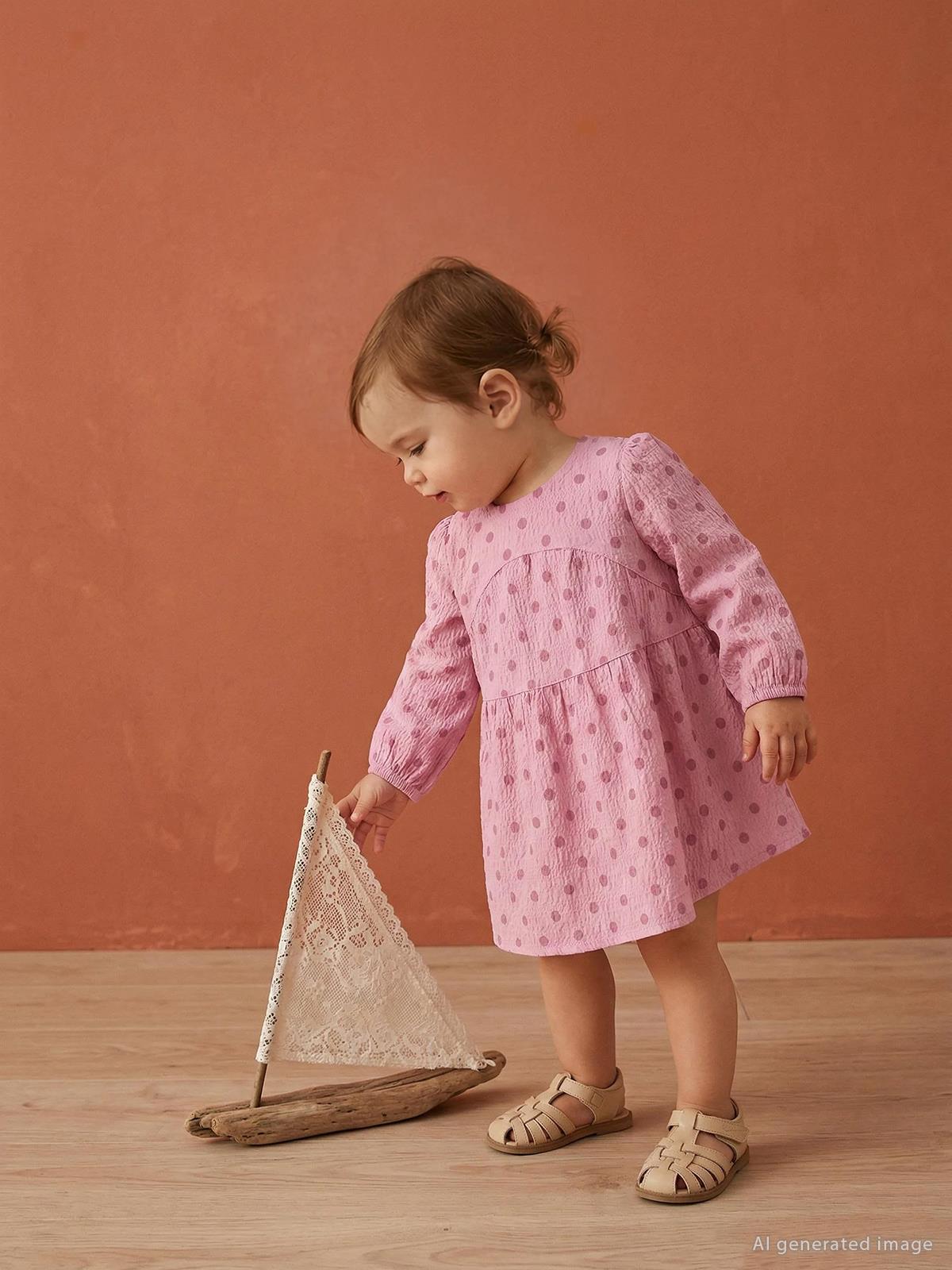 Civil Baby Kız Bebek Puan Baskılı 6-18 Ay Elbise - Pembe