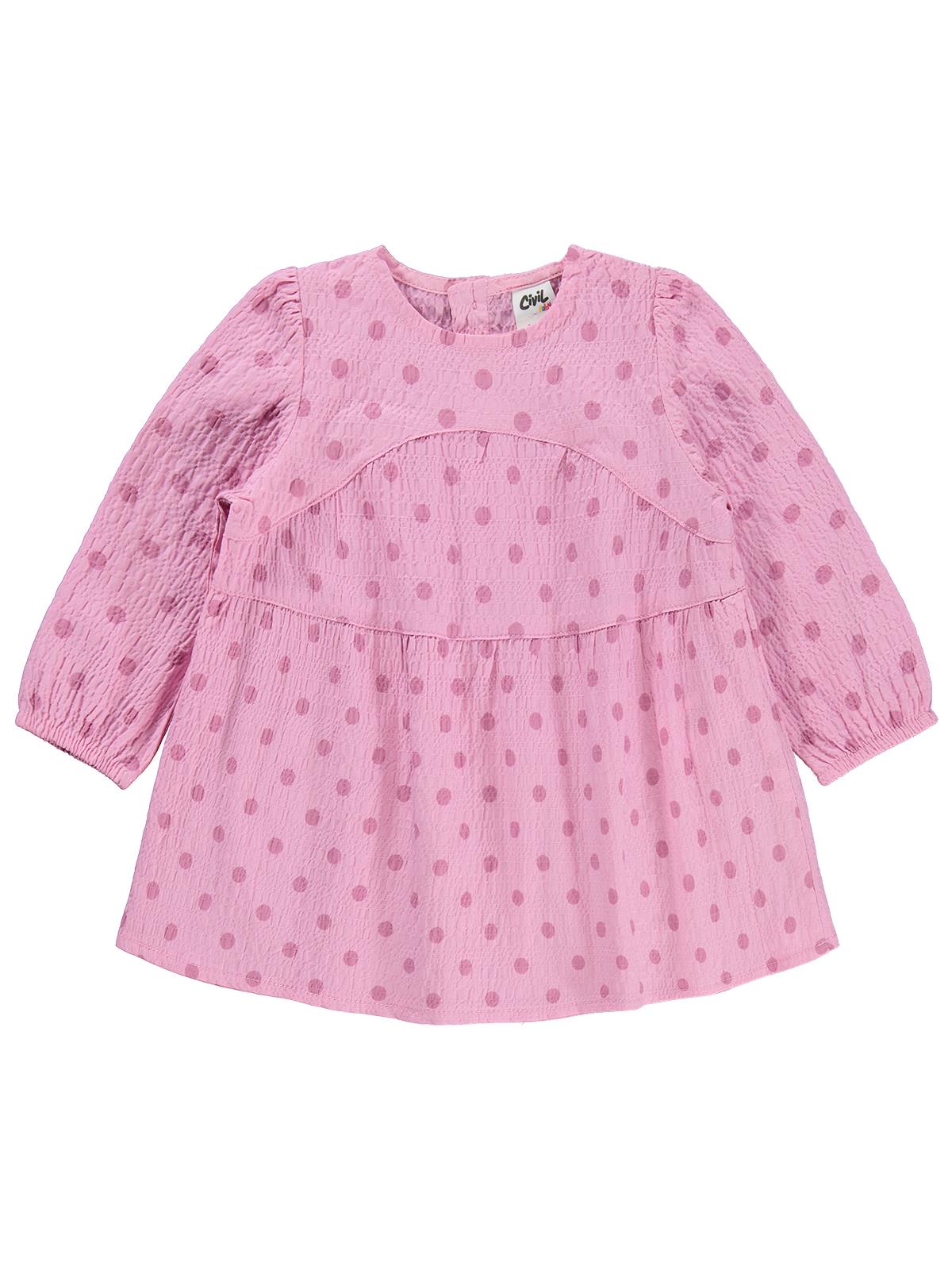 Civil Baby Kız Bebek Puan Baskılı 6-18 Ay Elbise - Pembe