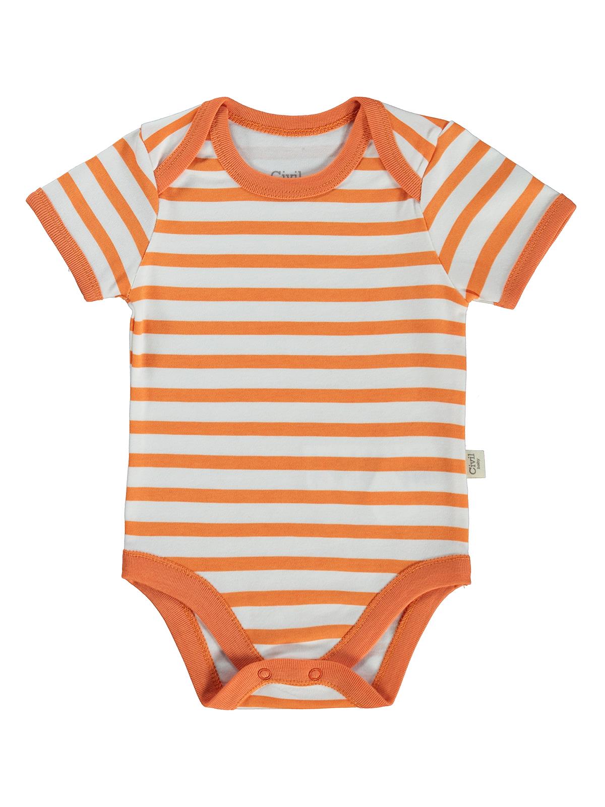 Civil Baby Ördek Baskılı 2'li Set 3-18 Ay Çıtçıtlı Badi - Turuncu