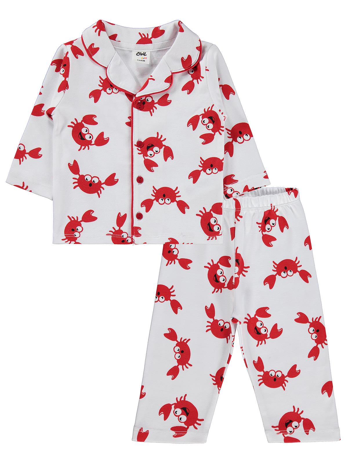 Civil Baby Yengeç Empirme 6-18 Ay Pijama Takımı - Beyaz