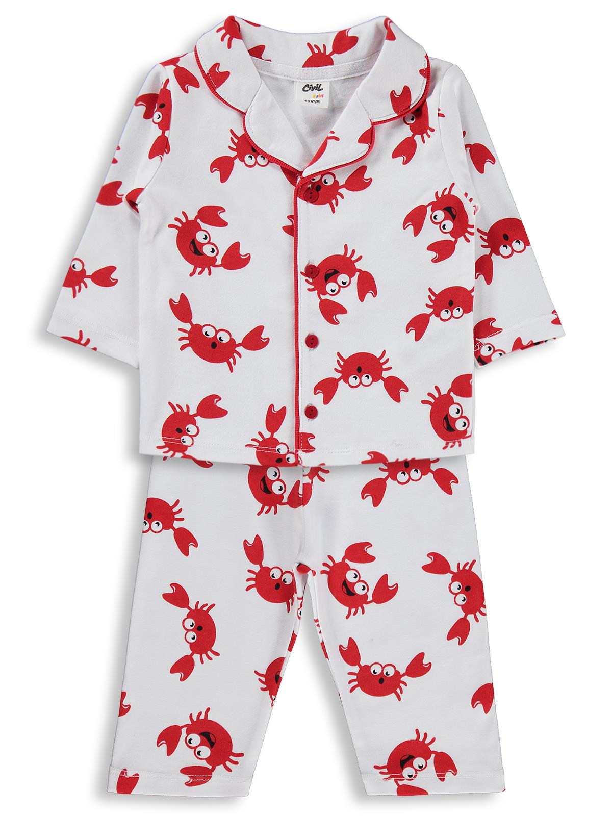 Civil Baby Yengeç Empirme 6-18 Ay Pijama Takımı - Beyaz