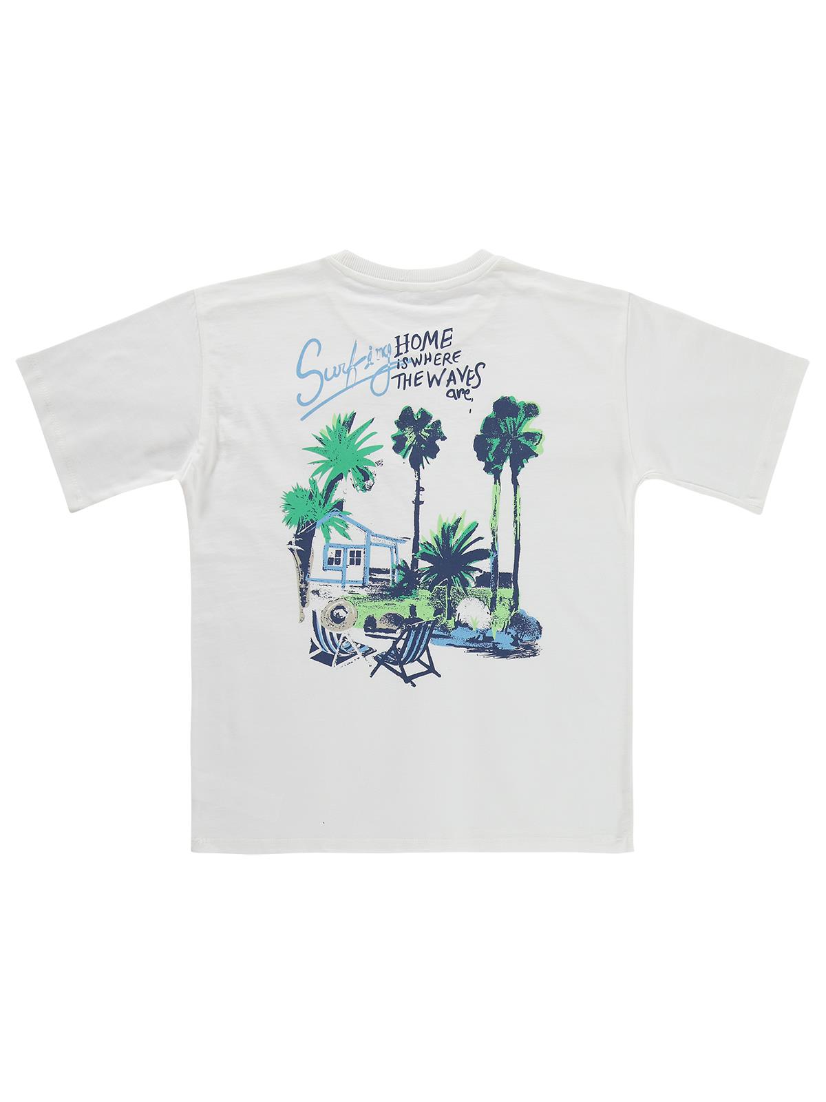 Civil Boys Home Sırt Baskılı 10-13 Yaş Tişört - Kırık Beyaz