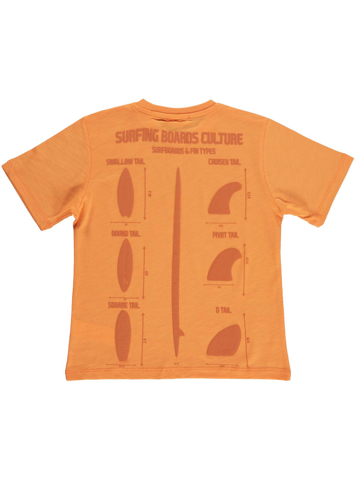 Civil Boys Surfing Sırt Baskılı 10-13 Yaş Tişört - Turuncu
