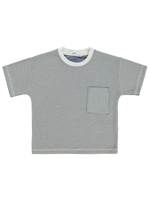 Civil Boys Karyoka Dikişli Cepli 2-5 Yaş Tişört - Mavi
