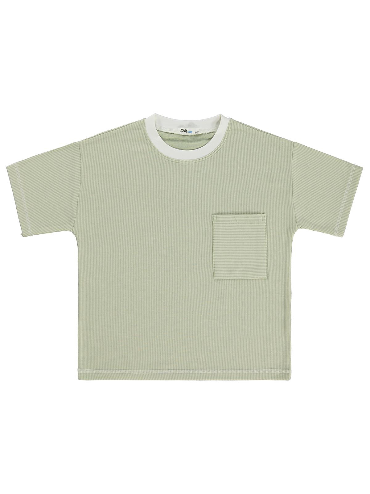 Civil Boys Karyoka Dikişli Cepli 6-9 Yaş Tişört - Yeşil